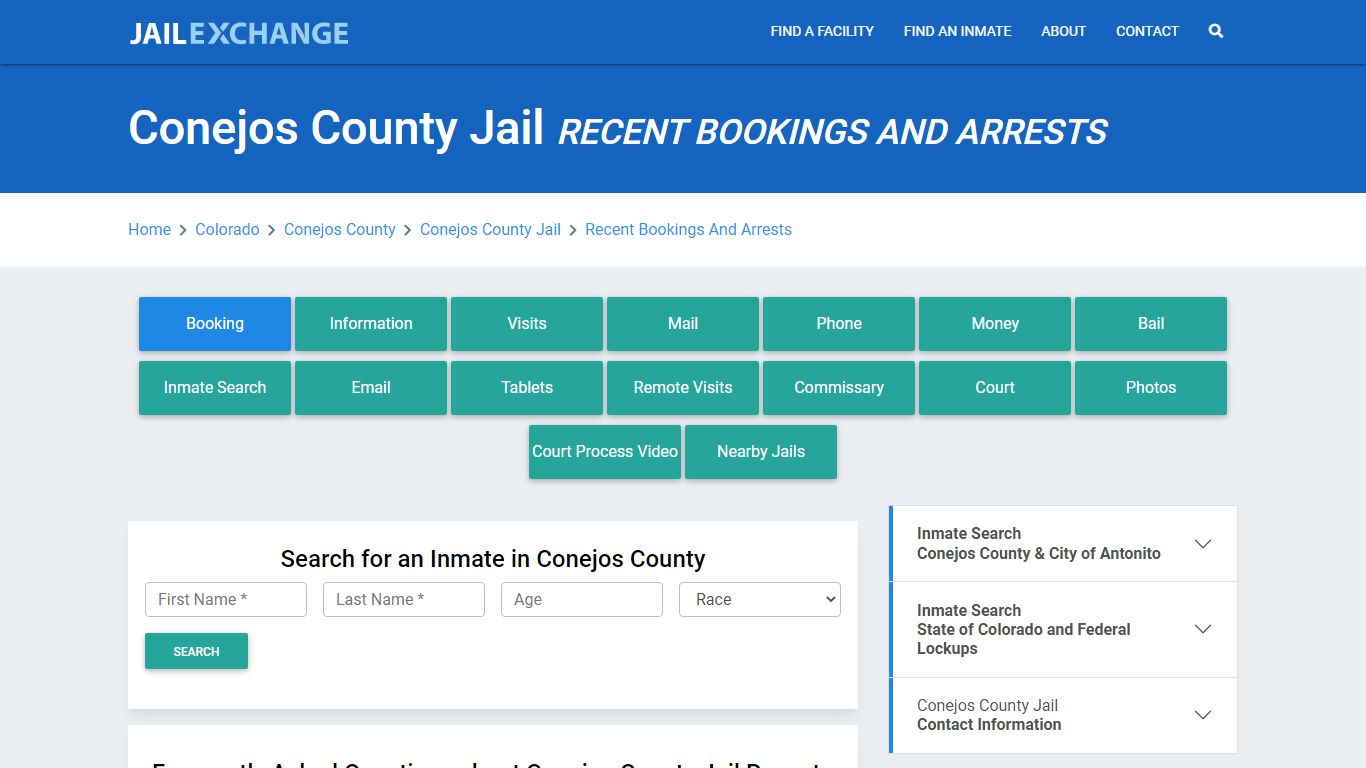 Conejos County Jail Recent Bookings And Arrests - Jail Exchange