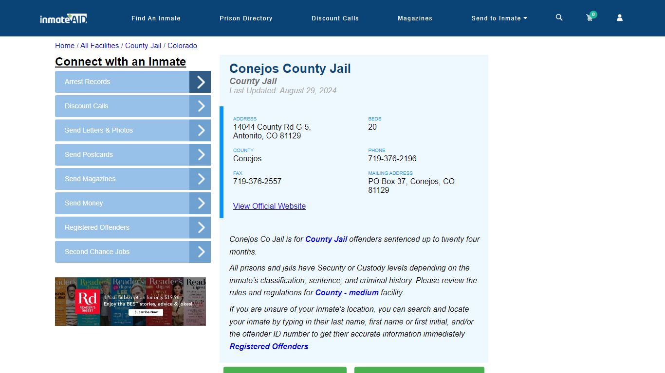 Conejos County Jail - Inmate Locator